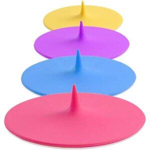 Silicone Cup Covers (Set of 4) ，Multicolored Silicone Lids for Mugs, Cups, Tea